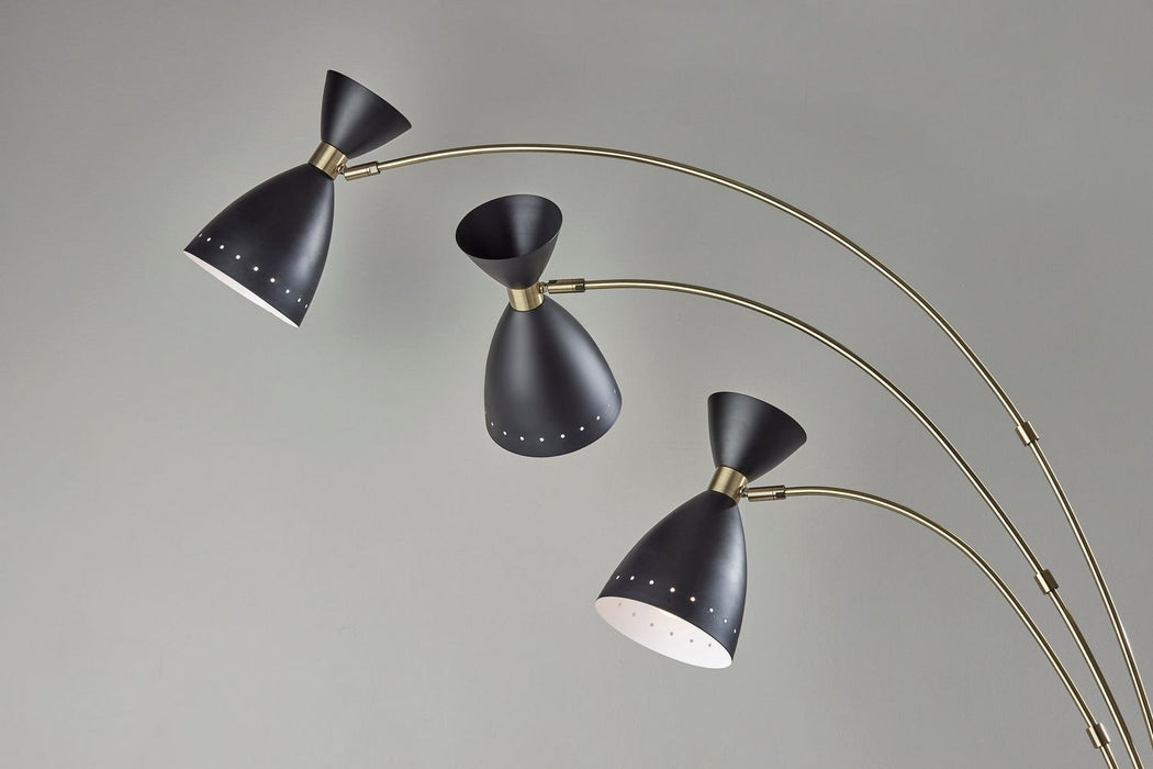Adesso Home - 4290-01 - Three Light Floor Lamp - Oscar - Black W. Antique Brass