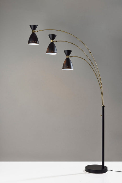 Adesso Home - 4290-01 - Three Light Floor Lamp - Oscar - Black W. Antique Brass