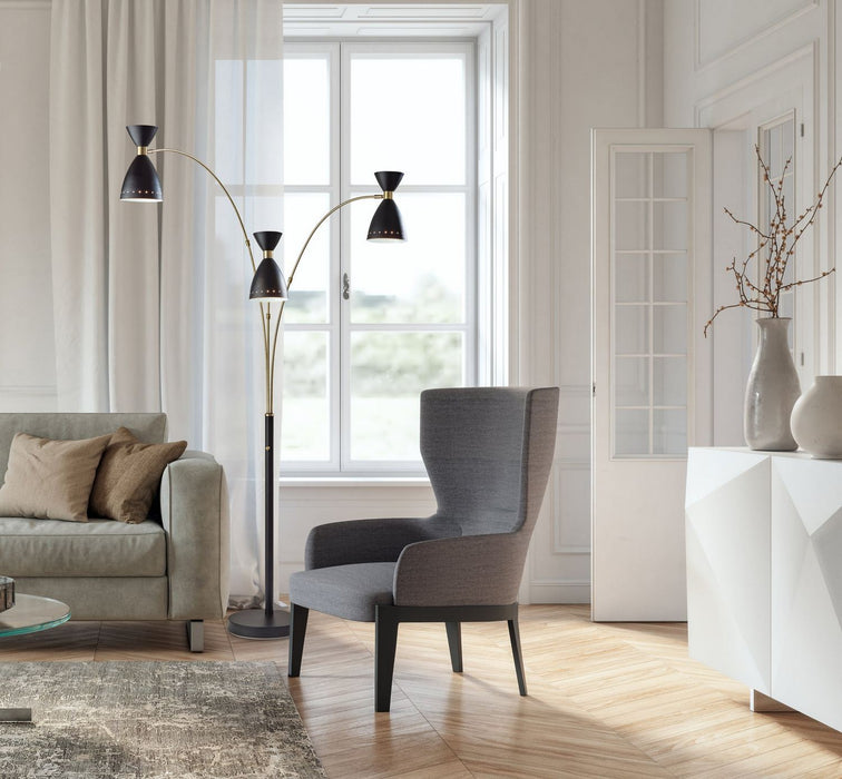 Adesso Home - 4290-01 - Three Light Floor Lamp - Oscar - Black W. Antique Brass
