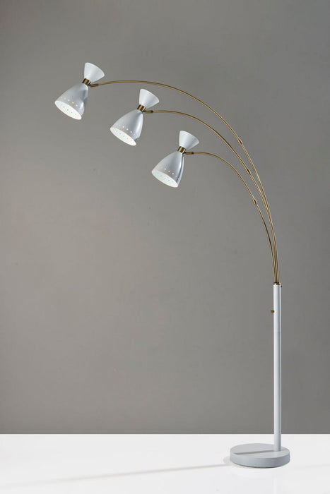 Adesso Home - 4290-02 - Three Light Floor Lamp - Oscar - White W. Antique Brass