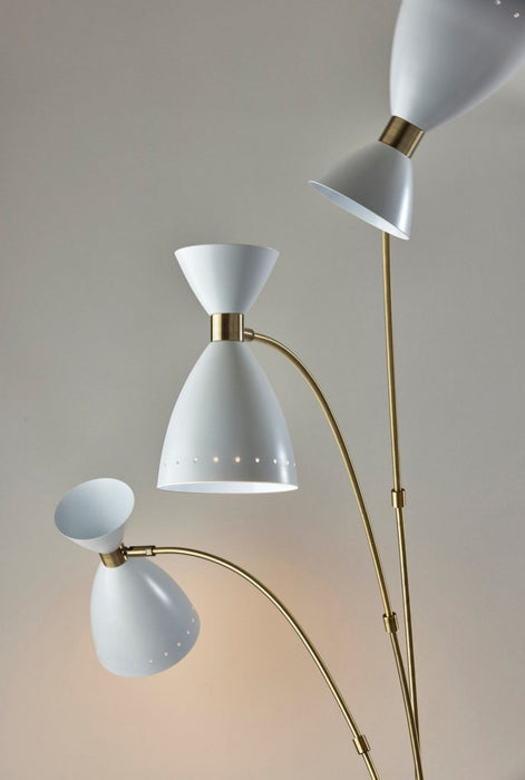 Adesso Home - 4290-02 - Three Light Floor Lamp - Oscar - White W. Antique Brass