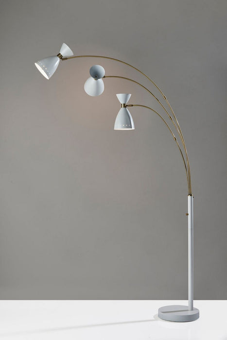 Adesso Home - 4290-02 - Three Light Floor Lamp - Oscar - White W. Antique Brass