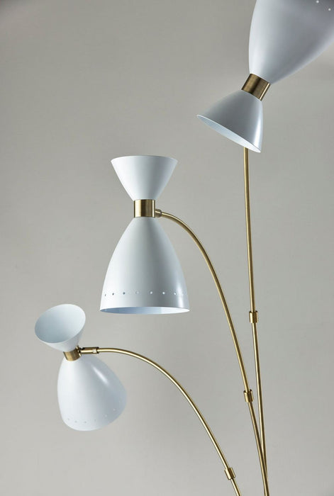 Adesso Home - 4290-02 - Three Light Floor Lamp - Oscar - White W. Antique Brass