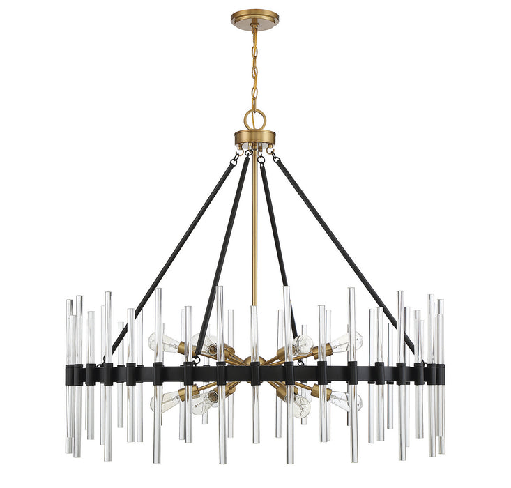 Savoy House - 1-1934-12-143 - 12 Light Chandelier - Santiago - Matte Black with Warm Brass
