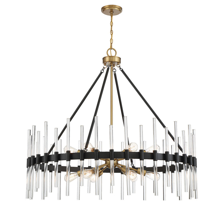 Savoy House - 1-1934-12-143 - 12 Light Chandelier - Santiago - Matte Black with Warm Brass