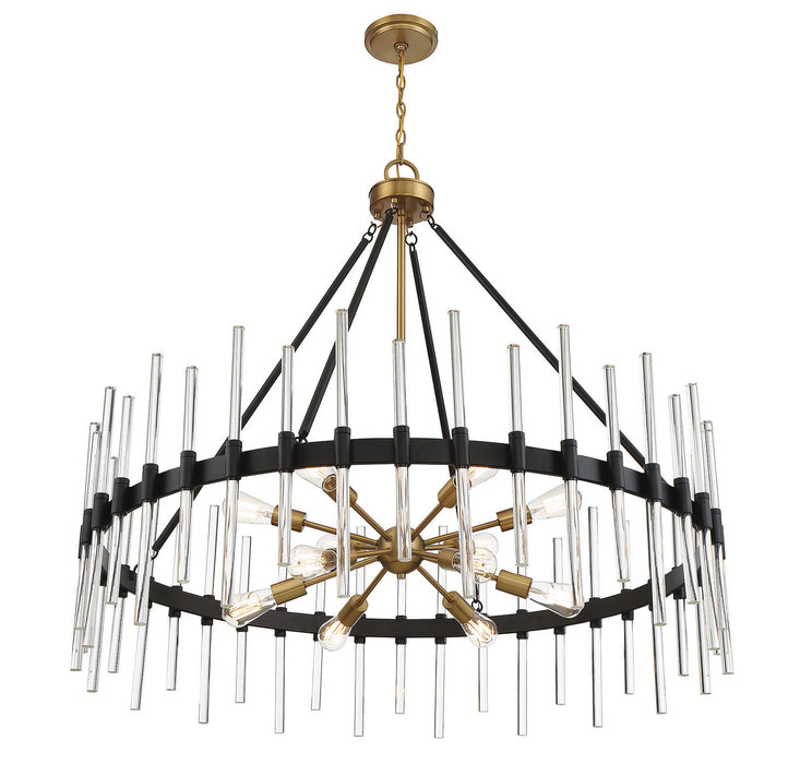 Savoy House - 1-1934-12-143 - 12 Light Chandelier - Santiago - Matte Black with Warm Brass