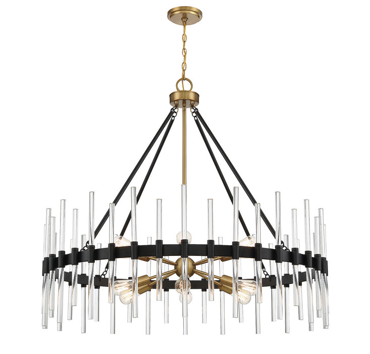 Savoy House - 1-1934-12-143 - 12 Light Chandelier - Santiago - Matte Black with Warm Brass