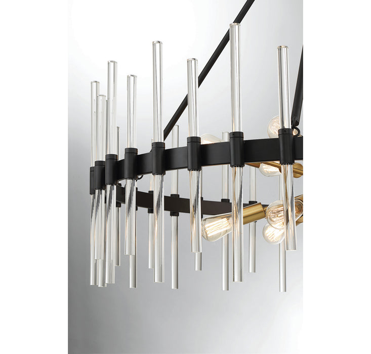 Savoy House - 1-1934-12-143 - 12 Light Chandelier - Santiago - Matte Black with Warm Brass