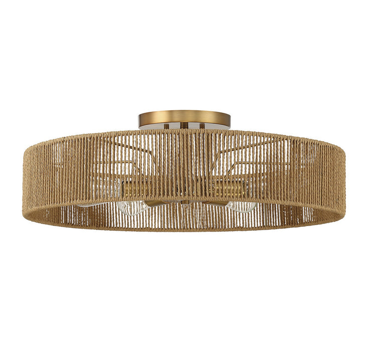 Savoy House - 6-1682-5-320 - Five Light Semi Flush Mount - Ashe - Warm Brass and Rope