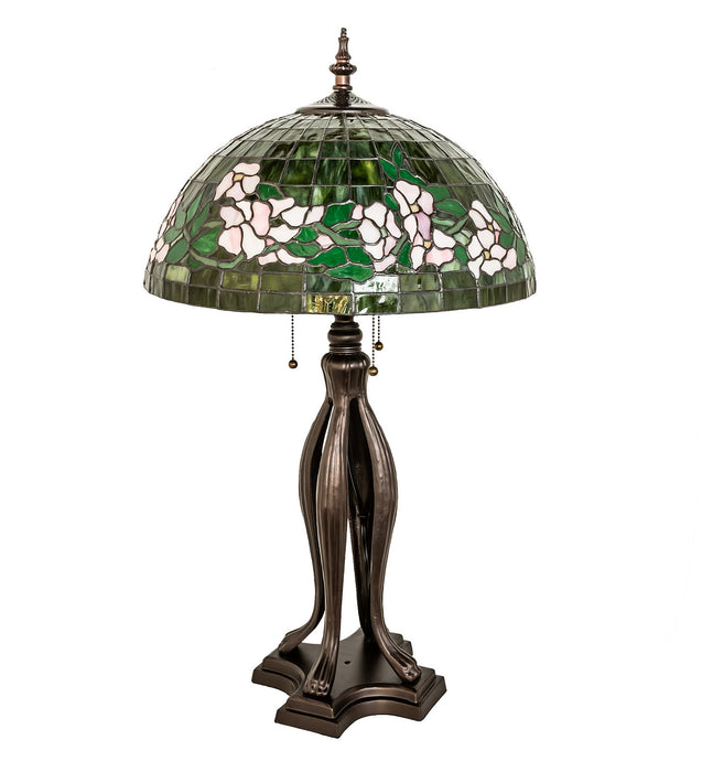 Meyda Tiffany - 253005 - 33" Table Lamp - Tiffany Banded Dogwood - Mahogany Bronze