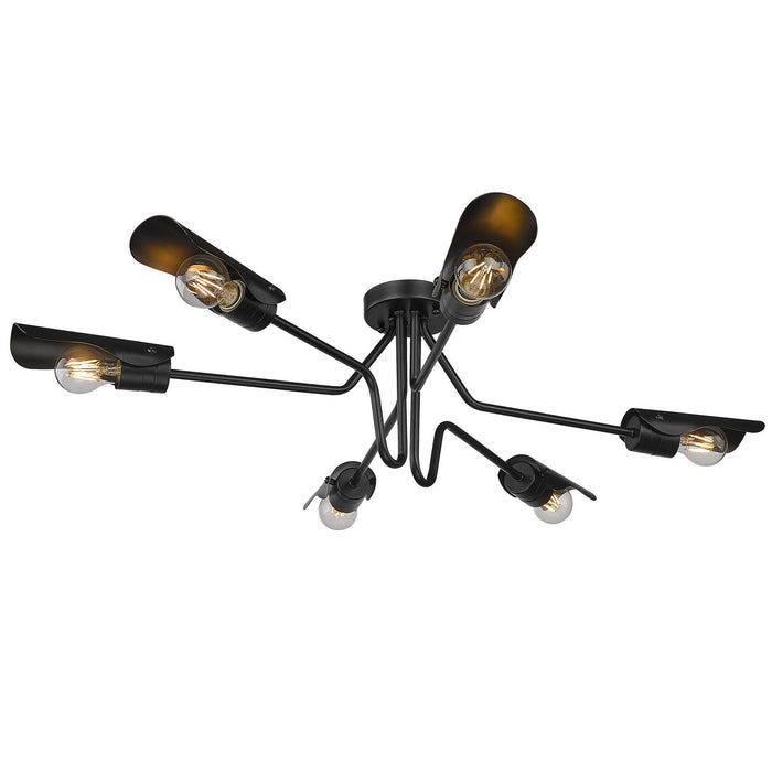 Golden - 1040-6SF BLK - Six Light Semi-Flush Mount - Newton - Matte Black