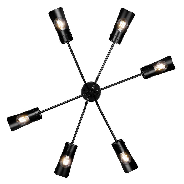 Golden - 1040-6SF BLK - Six Light Semi-Flush Mount - Newton - Matte Black