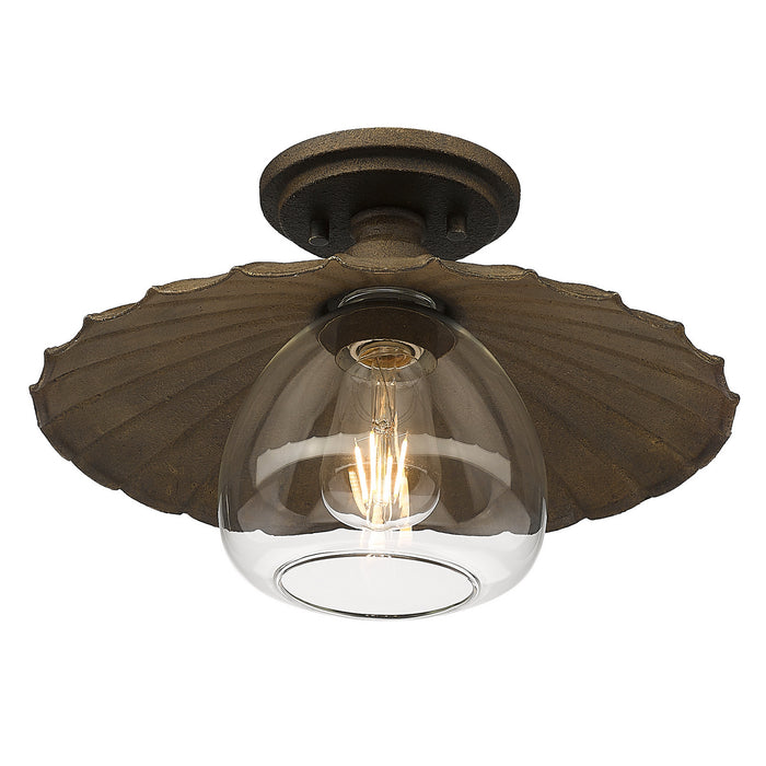 Golden - 3124-FM DR-CLR - One Light Flush Mount - Clemence - Dark Rust
