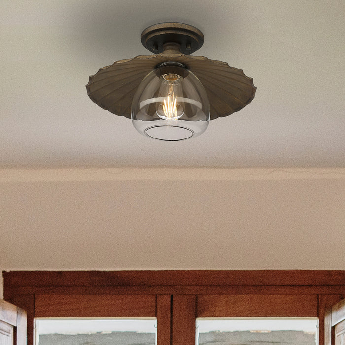 Golden - 3124-FM DR-CLR - One Light Flush Mount - Clemence - Dark Rust