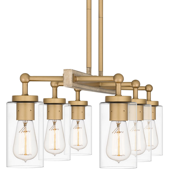 Quoizel - KEL633NWS - Six Light Island Chandelier - Kelleher - Nouveau Painted Weathered Brass