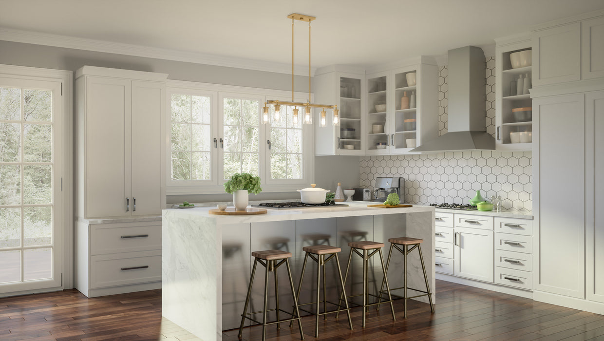 Quoizel - KEL633NWS - Six Light Island Chandelier - Kelleher - Nouveau Painted Weathered Brass