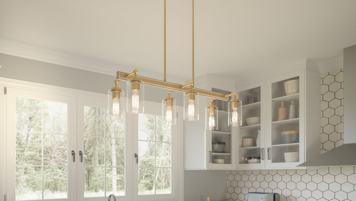 Quoizel - KEL633NWS - Six Light Island Chandelier - Kelleher - Nouveau Painted Weathered Brass