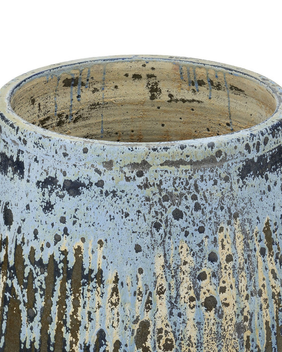 Currey and Company - 2200-0014 - Planter - Capaci - Antique White/Blue Drip