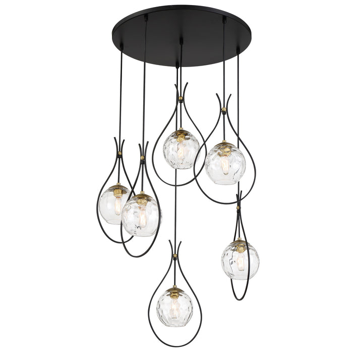 Minka-Lavery - 1536-726 - Six Light Pendant - Cody - Coal And Soft Brass