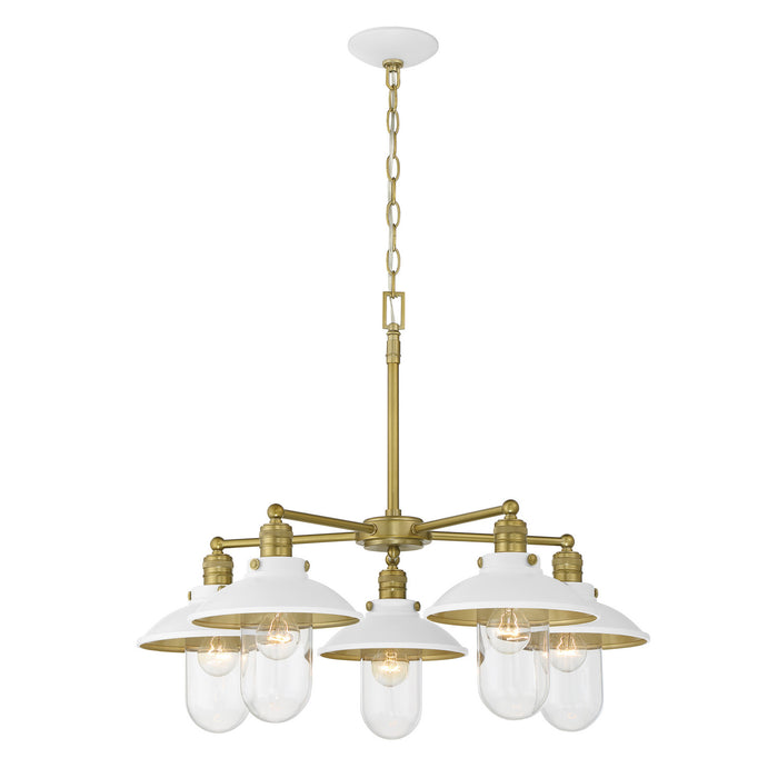 Minka-Lavery - 5139-799 - Five Light Chandelier - Downtown Edison - White And Soft Brass