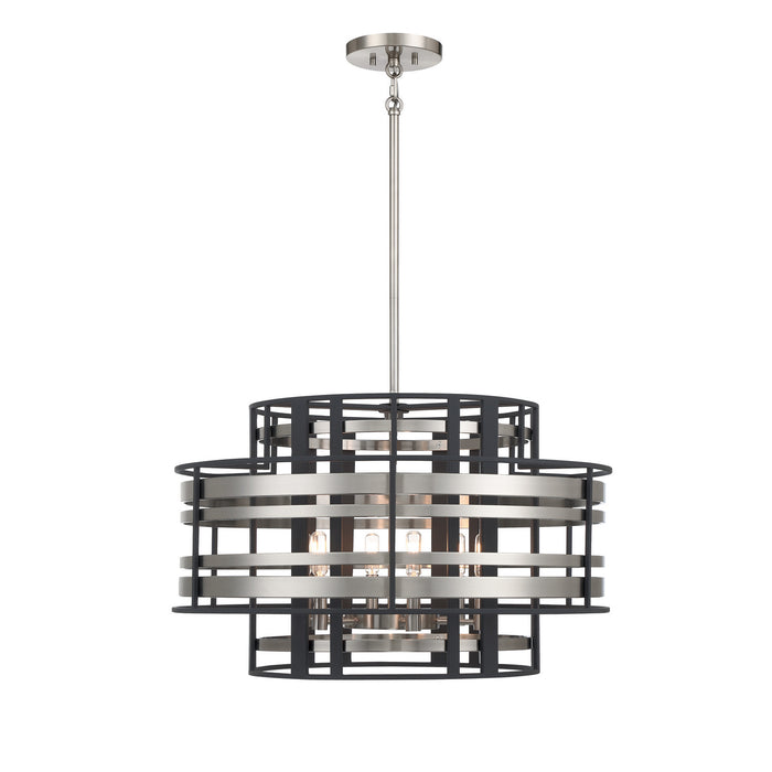 Metropolitan - N7985-420 - Six Light Pendant - Presten - Brushed Nickel With Sand Coal Highlights