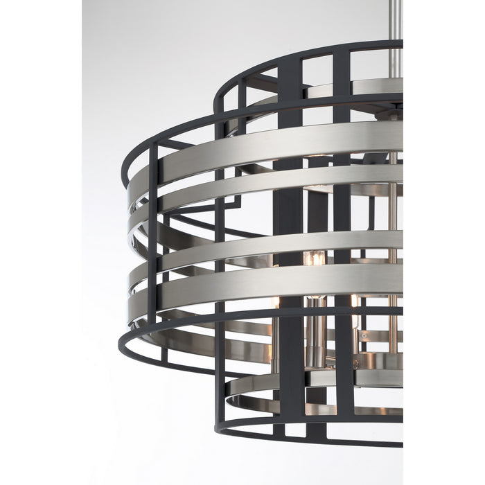 Metropolitan - N7985-420 - Six Light Pendant - Presten - Brushed Nickel With Sand Coal Highlights