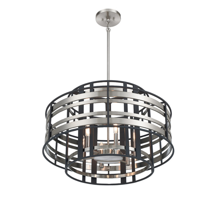 Metropolitan - N7985-420 - Six Light Pendant - Presten - Brushed Nickel With Sand Coal Highlights