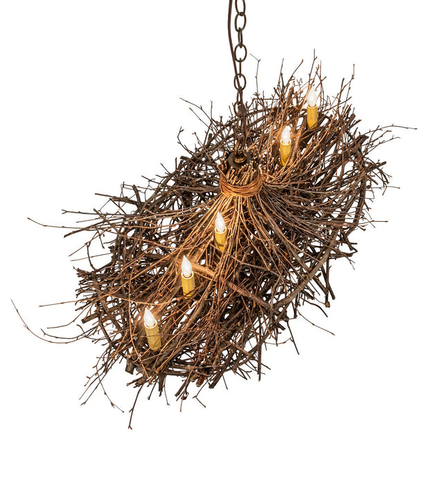 Meyda Tiffany - 257665 - Six Light Chandelier - Twigs - Antique Copper,Natural Wood