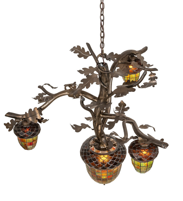 Meyda Tiffany - 255787 - Four Light Chandelier - Acorn Branch - Antique Copper
