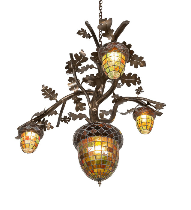 Meyda Tiffany - 255787 - Four Light Chandelier - Acorn Branch - Antique Copper
