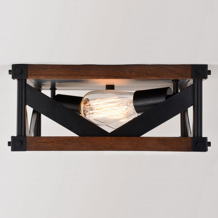 Vaxcel - C0260 - Two Light Flush Mount - Wade - Matte Black and Sycamore