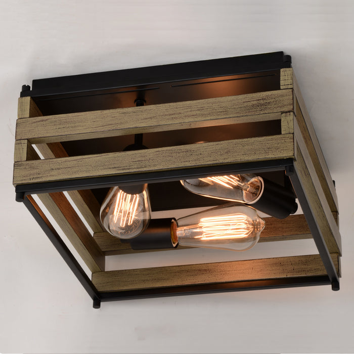 Vaxcel - C0265 - Three Light Flush Mount - Ravenswood - Matte Black and Burnished Maple