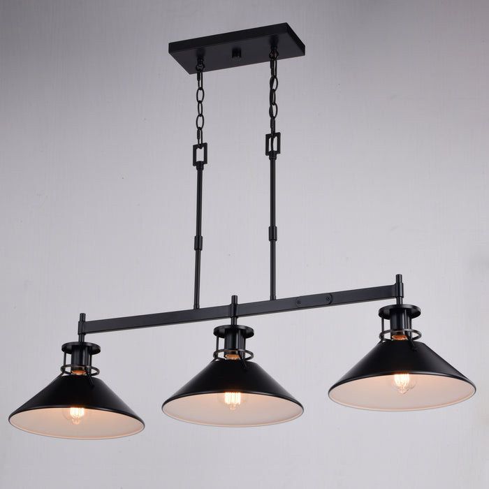Vaxcel - H0270 - Three Light Linear Chandelier - Canton - Black and Matte White