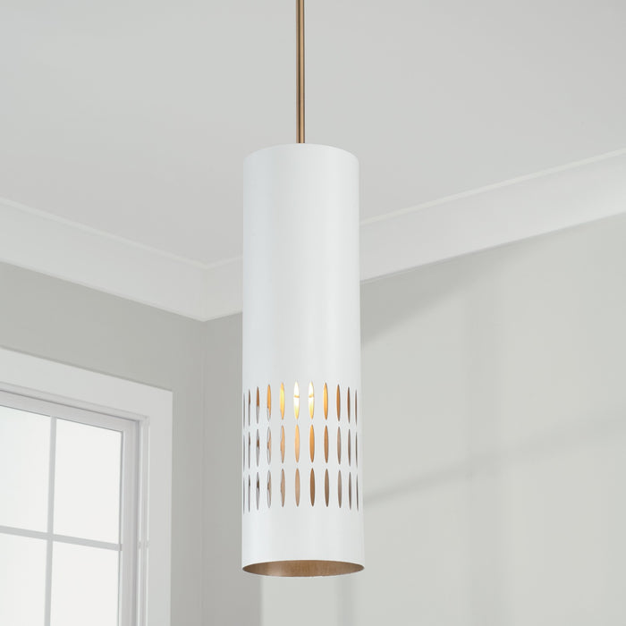 Capital Lighting - 350211AW - One Light Pendant - Dash - Aged Brass and White
