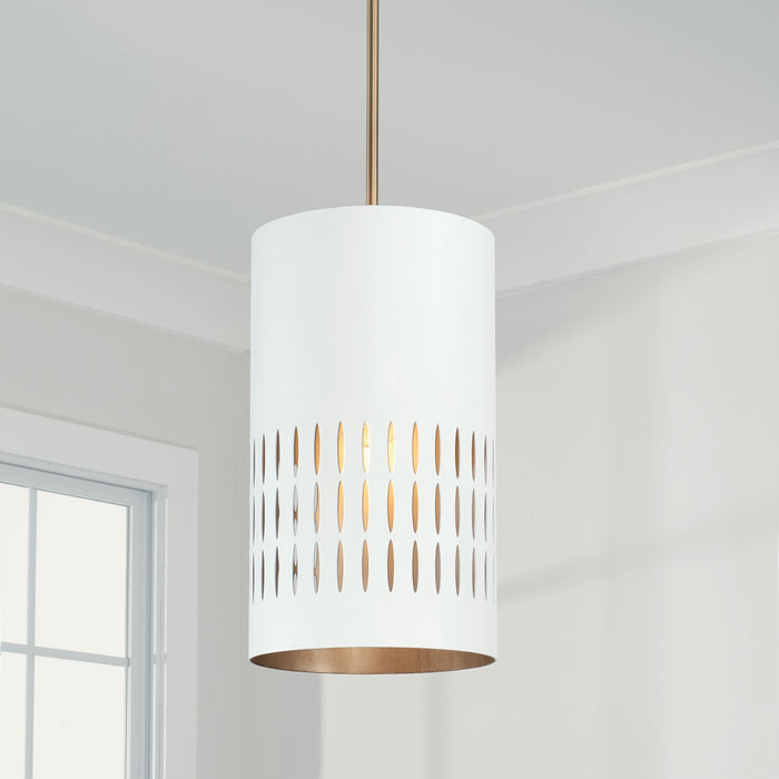 Capital Lighting - 350212AW - One Light Pendant - Dash - Aged Brass and White