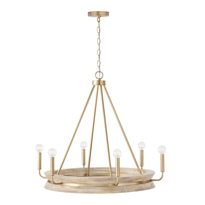 Capital Lighting - 447361WS - Six Light Chandelier - Finn - White Wash and Matte Brass