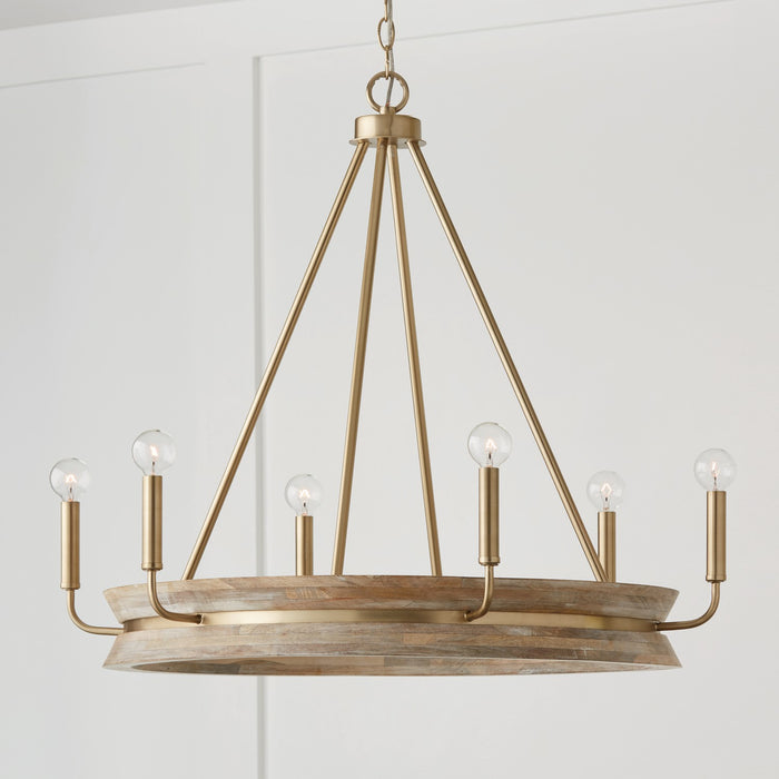 Capital Lighting - 447361WS - Six Light Chandelier - Finn - White Wash and Matte Brass