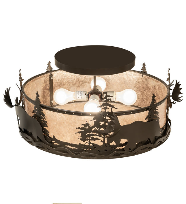 Meyda Tiffany - 258530 - Four Light Flushmount - Moose At Dusk