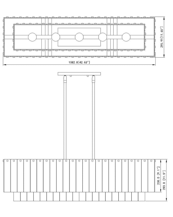 Z-Lite - 1943-42L-MB - Five Light Linear Chandelier - Glacier - Matte Black