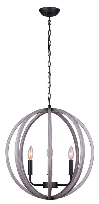 Canarm - IPL673B04BKD20 - Four Light Pendant - Armelle - Black/Grey/Faux Wood