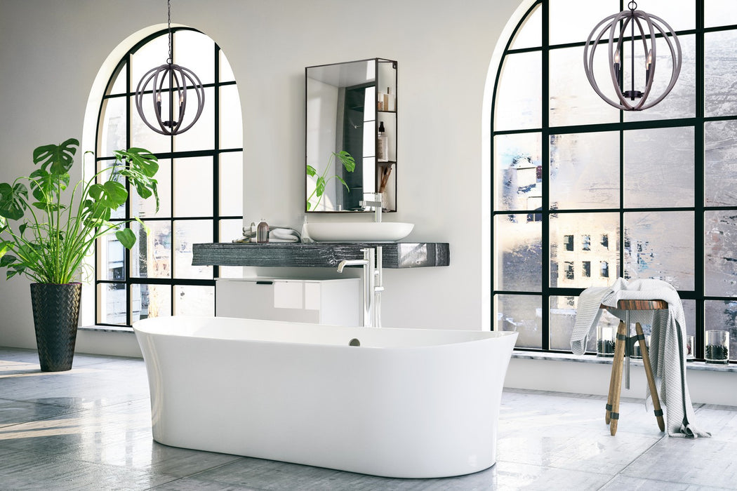 Canarm - IPL673B04BKD20 - Four Light Pendant - Armelle - Black/Grey/Faux Wood