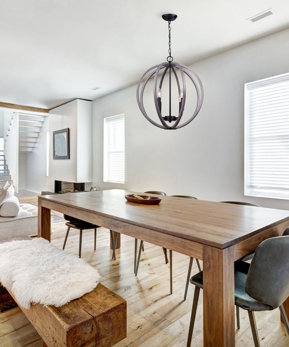 Canarm - IPL673B04BKD20 - Four Light Pendant - Armelle - Black/Grey/Faux Wood