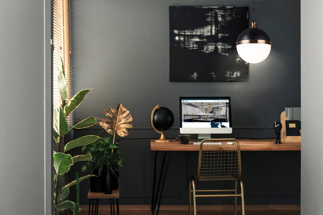 Canarm - IPL708B01BKG - One Light Pendant - Delta - Matte Black And Gold