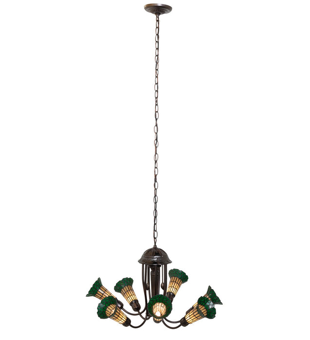 Meyda Tiffany - 251590 - Seven Light Chandelier - Stained Glass Pond Lily - Mahogany Bronze