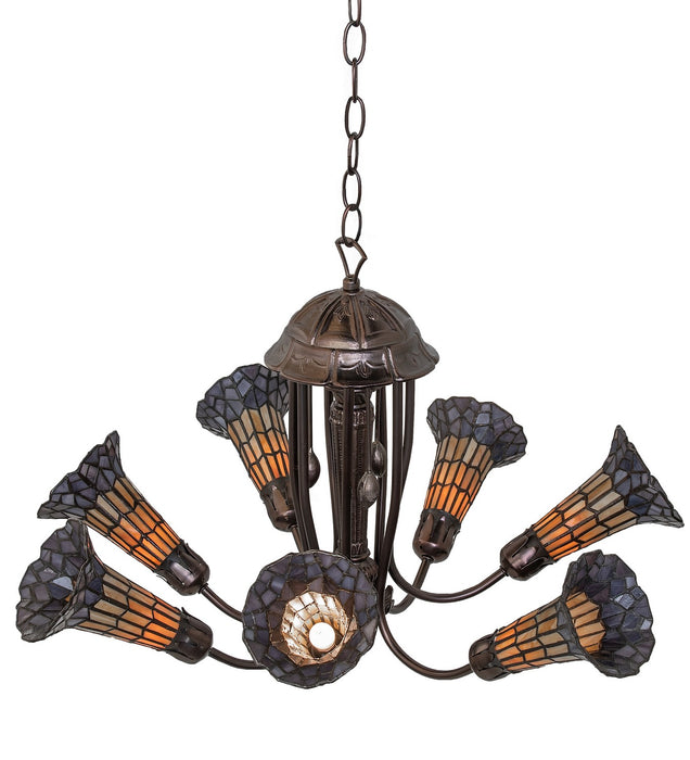 Meyda Tiffany - 251592 - Seven Light Chandelier - Stained Glass Pond Lily - Mahogany Bronze
