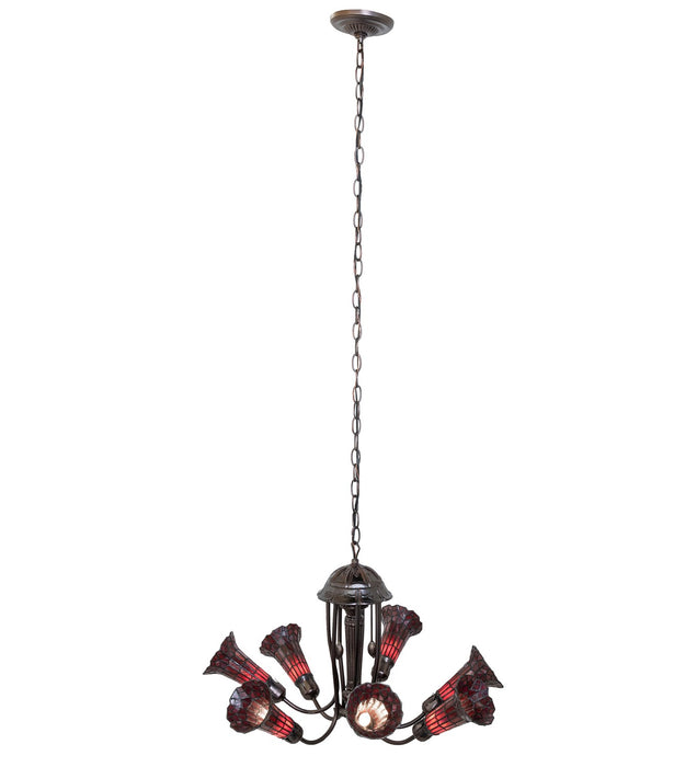 Meyda Tiffany - 251596 - Seven Light Chandelier - Stained Glass Pond Lily - Mahogany Bronze