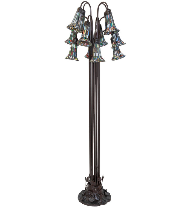 Meyda Tiffany - 10280 - 12 Light Floor Lamp - Stained Glass Pond Lily - Mahogany Bronze