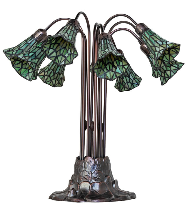 Meyda Tiffany - 261670 - Ten Light Table Lamp - Stained Glass Pond Lily - Mahogany Bronze