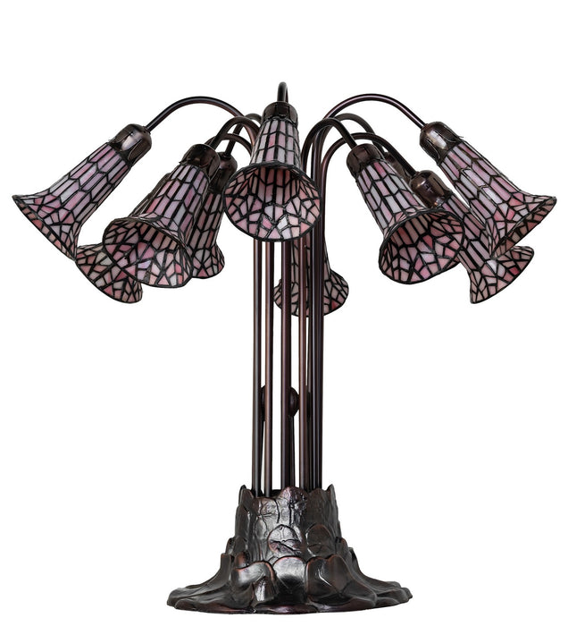 Meyda Tiffany - 261671 - Ten Light Table Lamp - Stained Glass Pond Lily - Mahogany Bronze