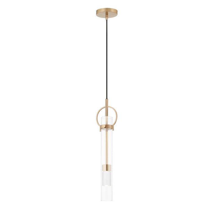 Justice Designs - FSN-4121-CLER-BRSS - LED Pendant - Textile - Brushed Brass